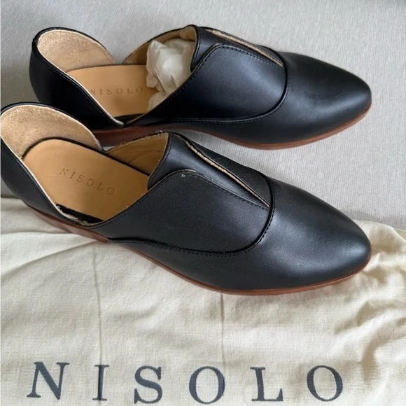 Nisolo Emma d’Orsay Oxfords Black Leather Loafers - Picture 4 of 7